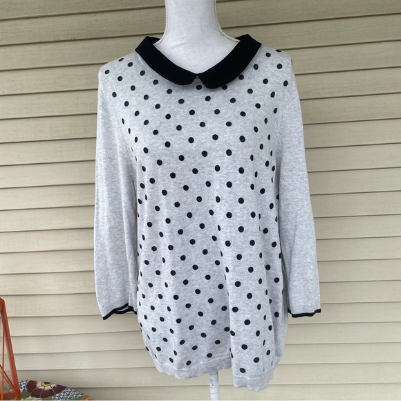 Elle Flocked Dot Crewneck Sweater Size XL - Picture 10 of 12